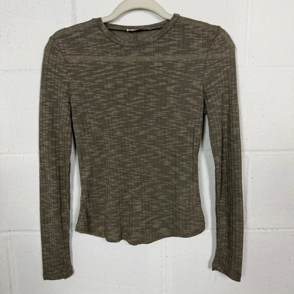 Intimately Free Tee Tan Base Layer Ribbed Soft Sheer Leisure Lounge Sexy XS